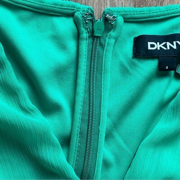 DKNY Bright Green Self Belt Flowy Dress Size 4 - Picture 13 of 14